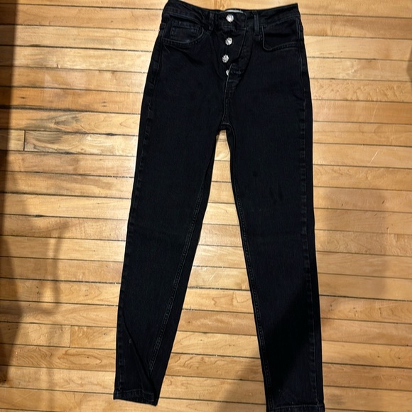 Ba&sh black cigarette jeans with silver hardware decorative bijoux button fly - Picture 1 of 3